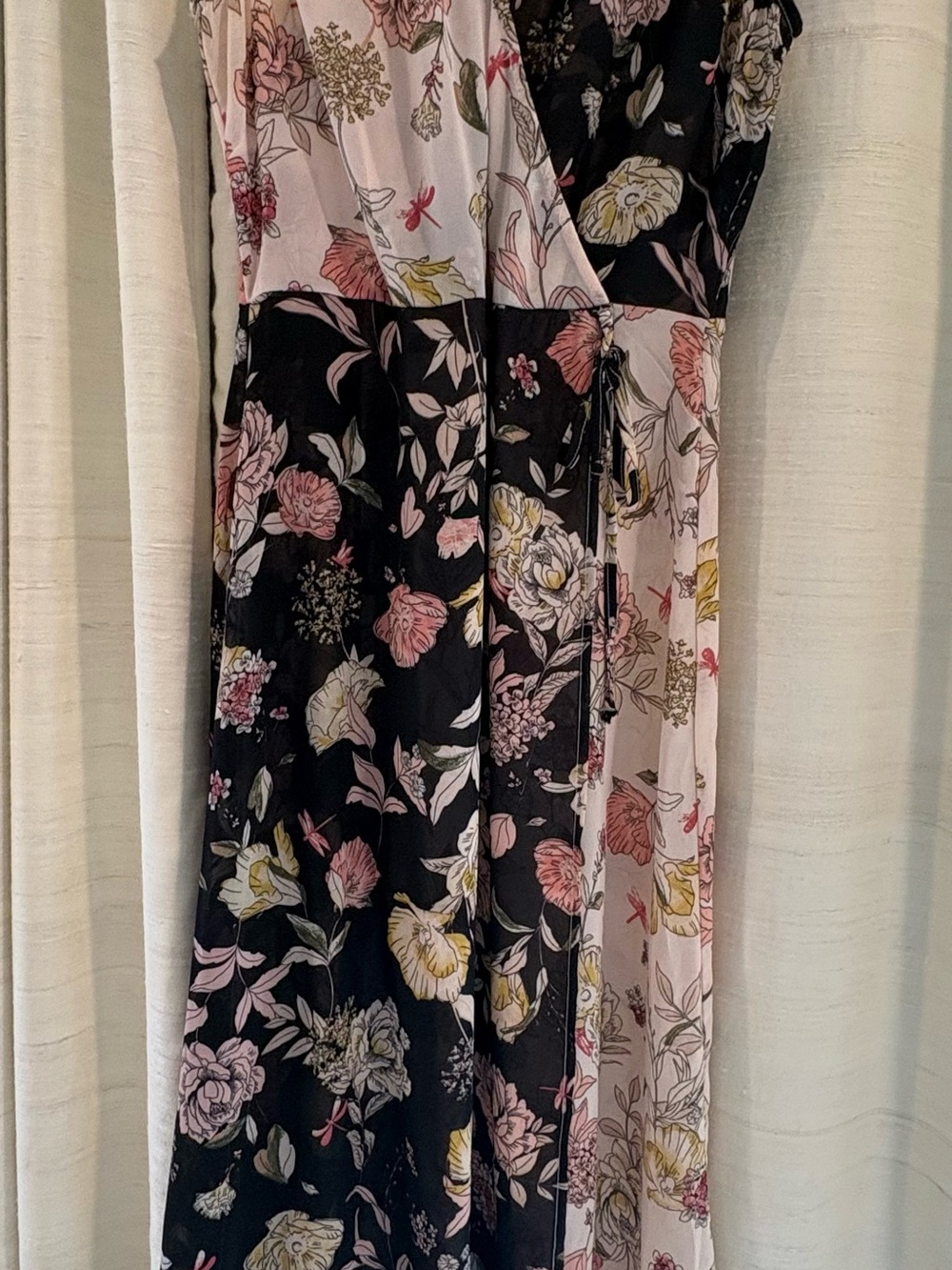 Leith Black and Pink Floral Patchwork Maxi Dress